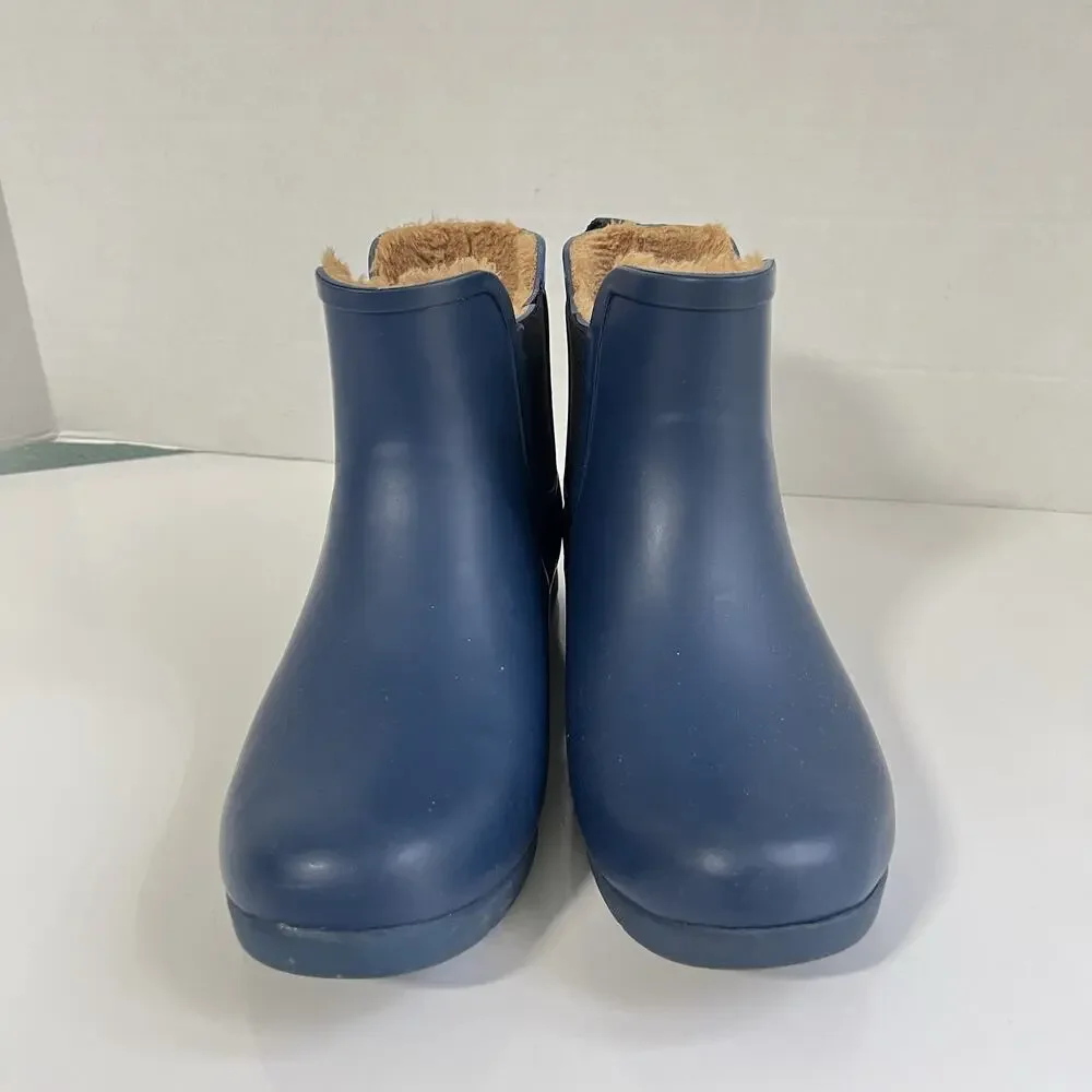 Chooka Women's Size 10 Delridge Chelsea Waterproof Plush Lined Rain Boots Blue